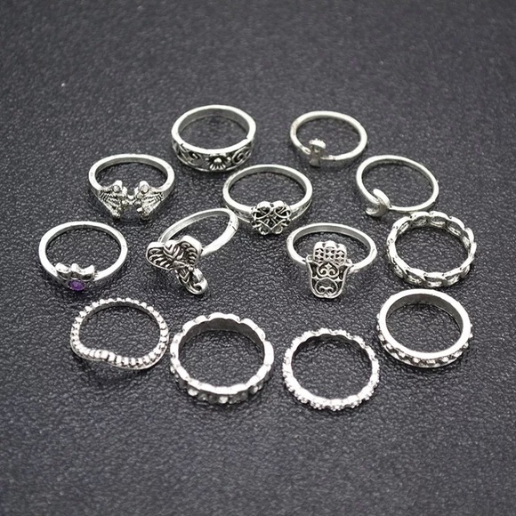 3/$30 🤍 Bohemian Silver Ring Set - Picture 3 of 5